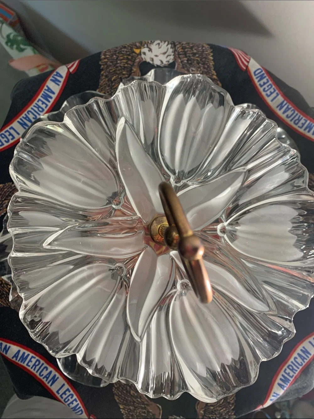 Mikasa Tulips Satin 2-Tier Brass-Tone Handle Tidbit Server Vintage